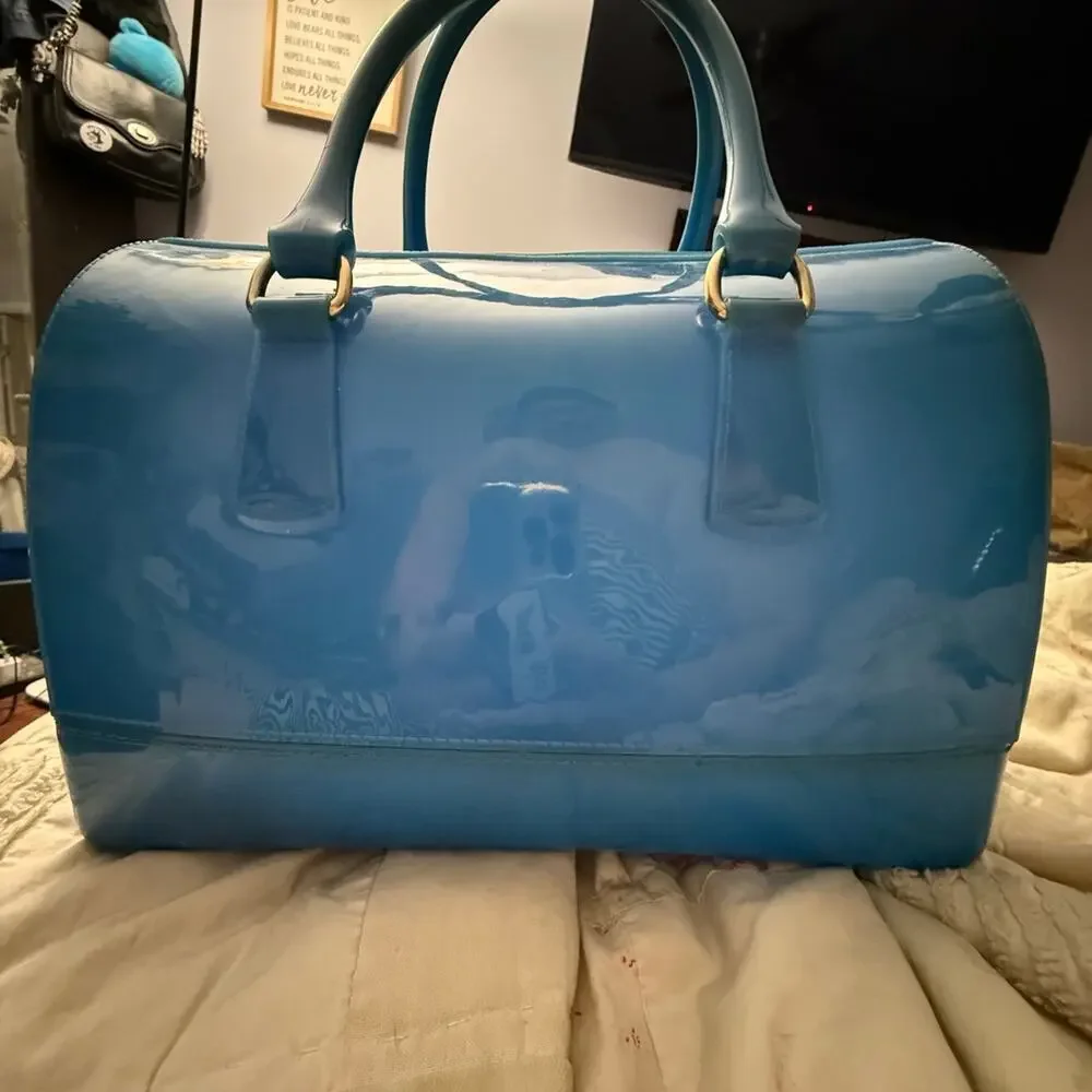 Turquoise Vintage Candy Jelly Bowling Boston Top Handbag
